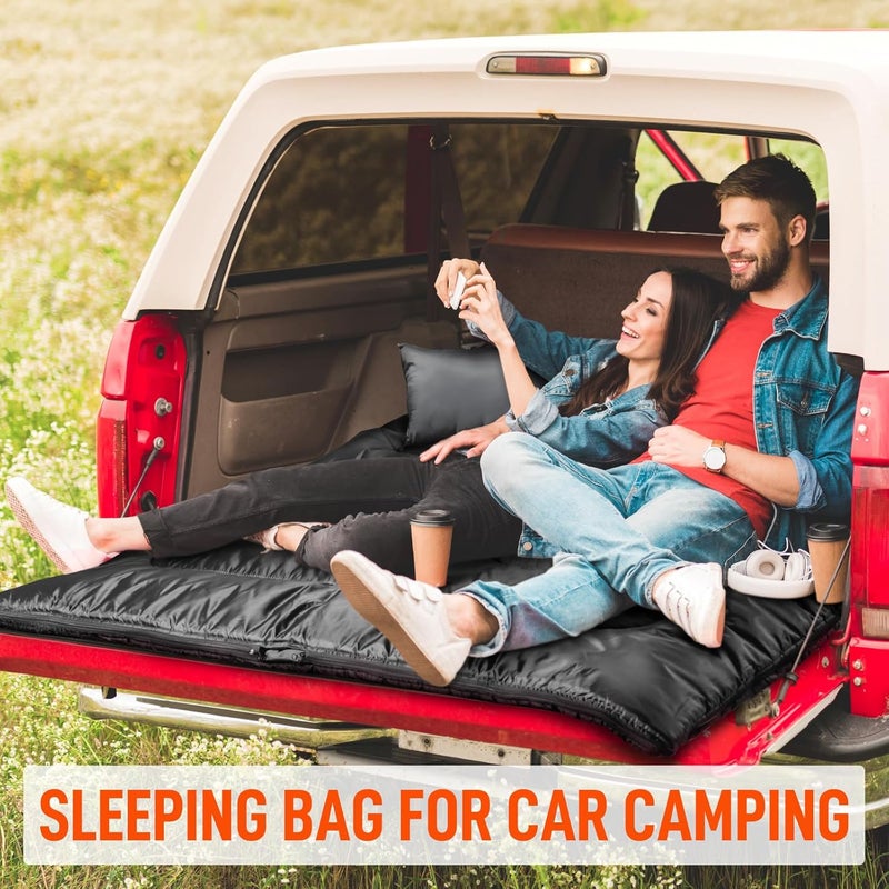 Mereza Double Sleeping Bag for Adults Mens with Pillow, XL Queen Size Two Person Sleeping Bag for All Season Camping Hiking Backpacking 2 Person Sleeping Bags for Cold Weather & Warm - Image 4